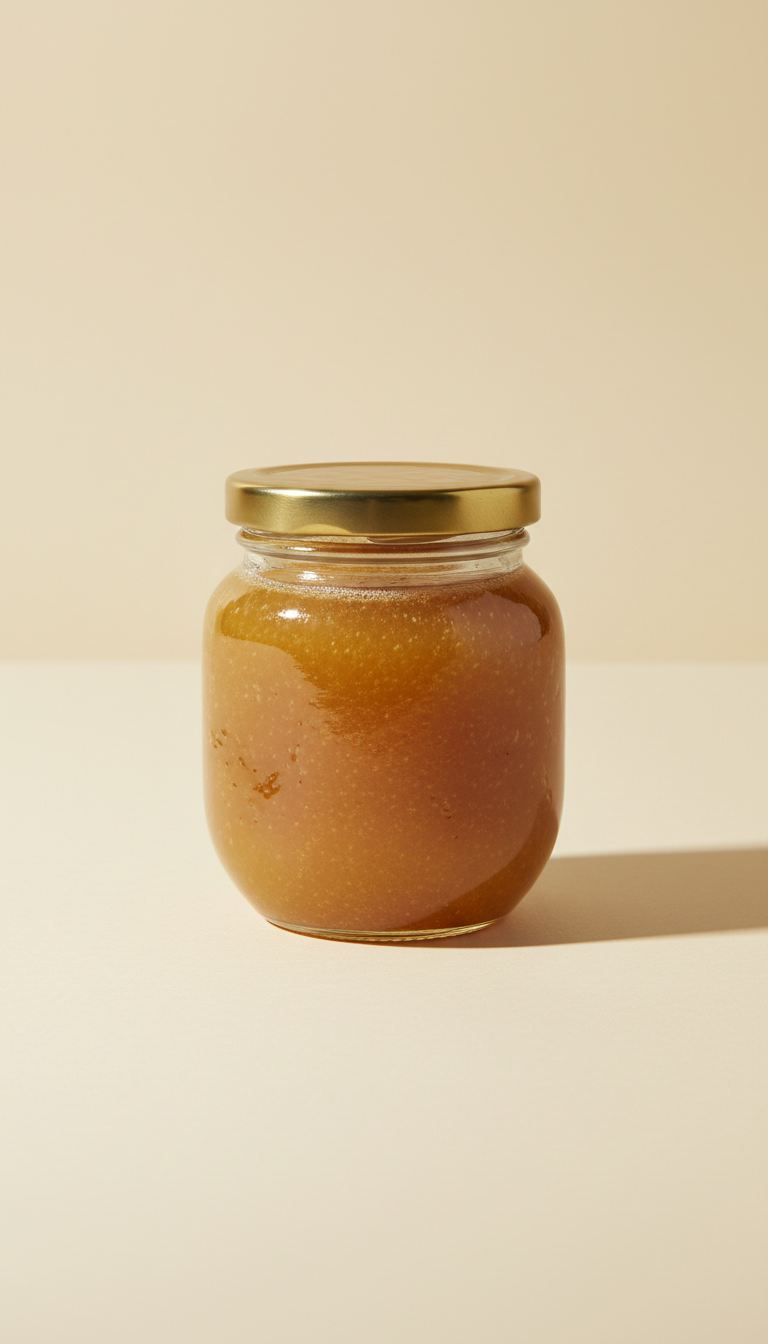 Artisanal raw honey in glass jar