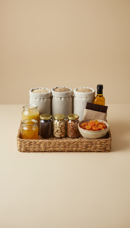 Corporate gifting hamper with pantry staples